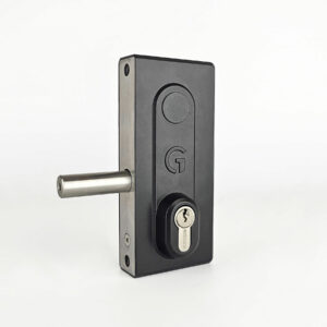 black bolt-on deadlock (gate lock) with key hole