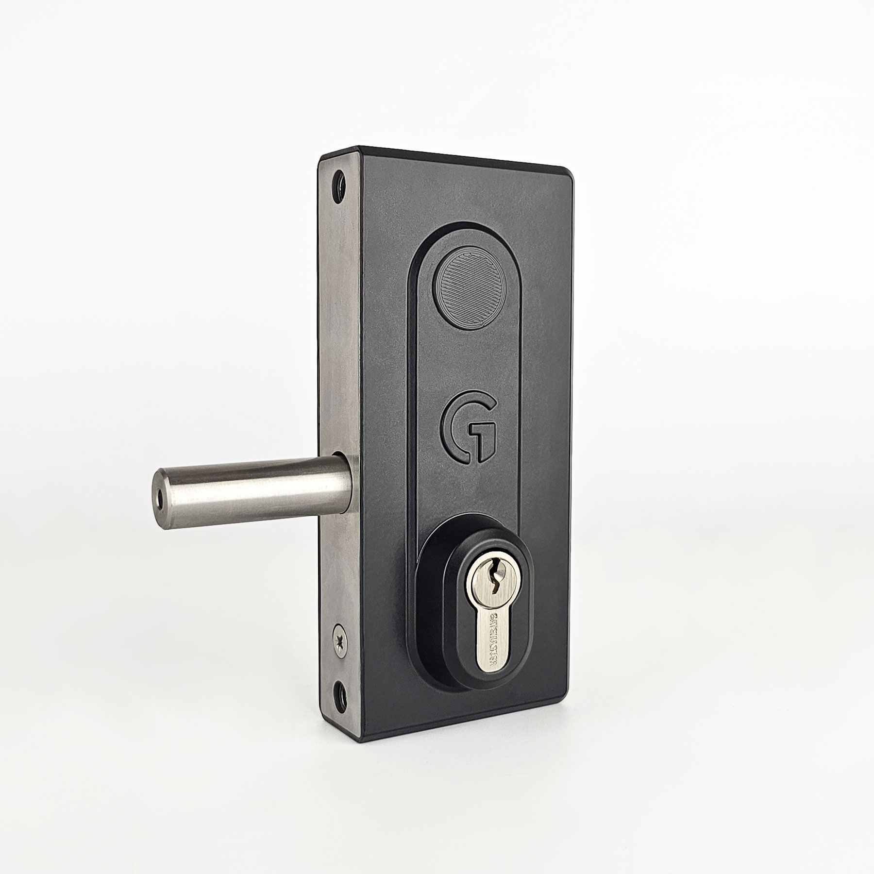 black bolt-on deadlock (gate lock) with key hole