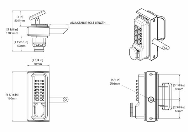 Superlock 2.0 Code Gate Lock | Quick-Exit Push Pad | Keypad Entry - Image 7
