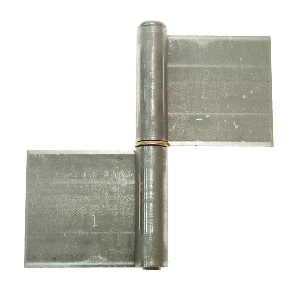 Weld-on 2 part flag hinge with removable centre pin