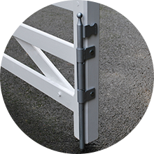 White wooden timber gate with screw fixed drop bolt designed for double gates