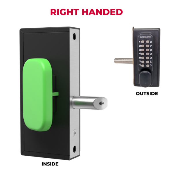right handed metal gate lock for gates with code
