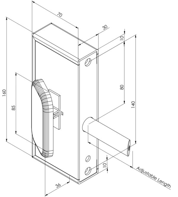 Technical Drawing of Superlock Quick exit Digital Keypad access