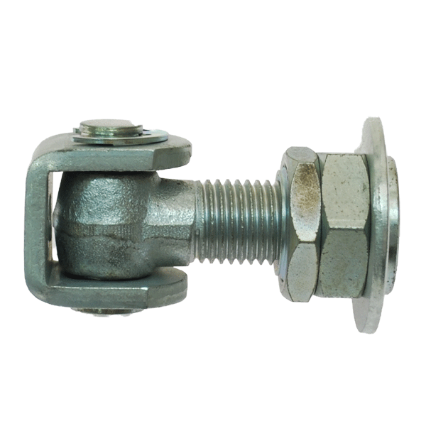 Weld-on captive nut hinge with one thin and one thick nut on the end together with washer