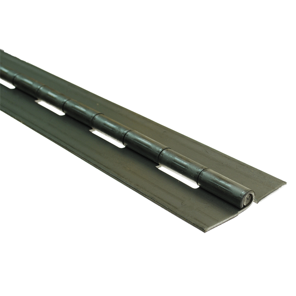Undrilled continuous steel hinge for outdoor gate