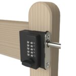 Timber garden gate with digital keypad lock for keyless access