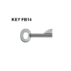 Fire brigade key with text above "KEY FB14"