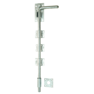 Screw-fixed galvanised steel dropbolt for wooden or metal gates