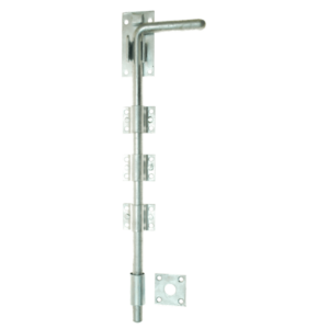 Screw-fixed galvanised steel dropbolt for wooden or metal gates 