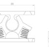 Technical drawing of stainless steel gate catch seend from side and above