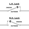 Universal handing diagram. Top: left hand hung gate with hinges on left hand side. Bottom: right hand hung gate with hinges on right hand side