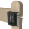 10-buttom keypad lock with thumbturn handle and long throw latch secured to wooden garden gate