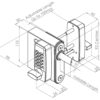 Technical drawing of single-sided keyless access lock for wooden gates