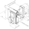 Technical drawing of Gatemaster single-sided digital gatelock for timber garden gates