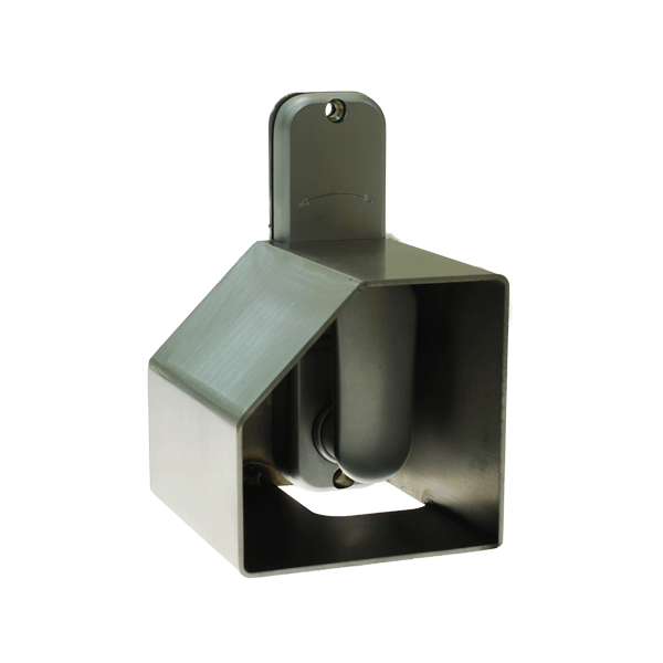 Metal box shroud attached to rear side of a lever handle of a keypad access lock