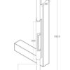 Line drawing of bottom of gate leaf with auto-locking dropbolt installed on front side.