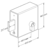 Technical drawing of weld in double-throw deadlock with key cylinder and square deadlock