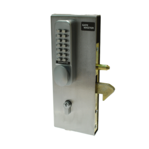 Gatemaster hook lock with digital keypad, key deadlock and weldable metal case for sliding gates