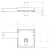 Technical drawing of gate locking bolt lock for surface fixing