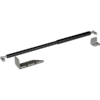 Black metal tube gas strut closer with fixing bolt on each end. In front of each end: a bolt-on adjustable fixing bracket