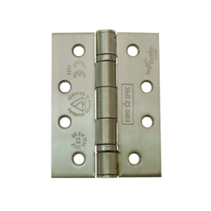 Heavy duty stainless steel hinge with bearing and two drilled sides each with 4 holes