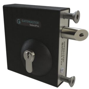 Gatemaster Select Pro long throw metal gate lock with key cylinder and no handles