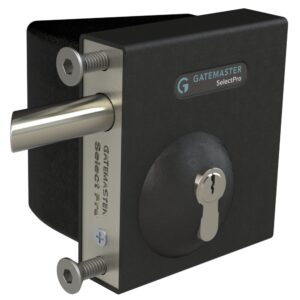 Gatemaster Select Pro metal gate lock with key cylinder and quick exit push pad