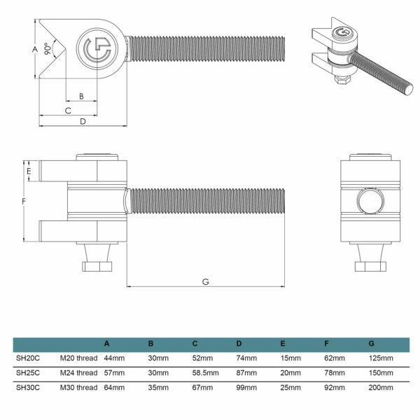 dimensions for corner lug superhinge