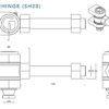 Heavy duty Superhinge with eyebolt and nuts, brass washers, grease point and shear nut at base of lugs