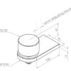 Technical drawing of stop hinge with bottom pivot.