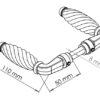 Technical drawing of traditional handle set. Handles have twisted ends