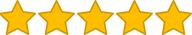 Five yellow stars with darker yellow outline standing side by side